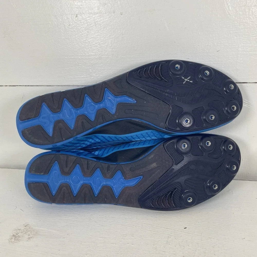Saucony Vendetta Racing Shoes US Size 13 Cleats‎ Blue S29047-3 Silver Running